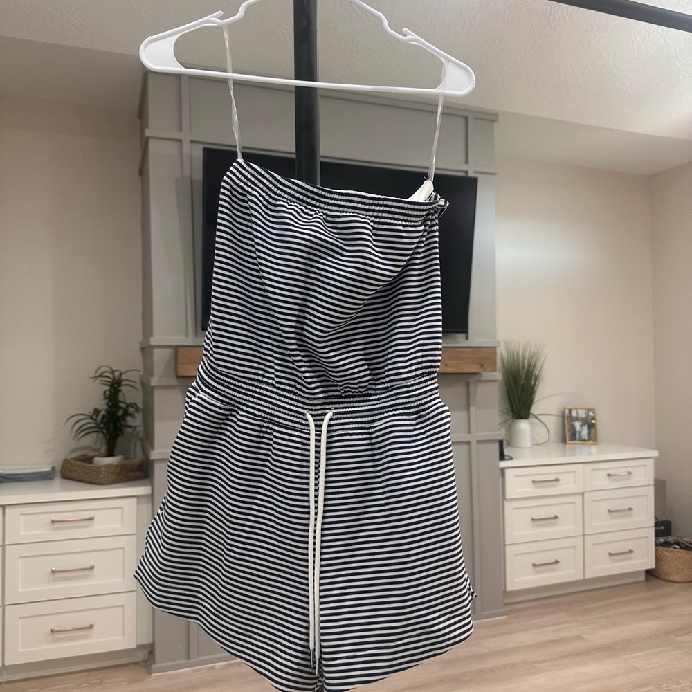 Black and White Striped Romper